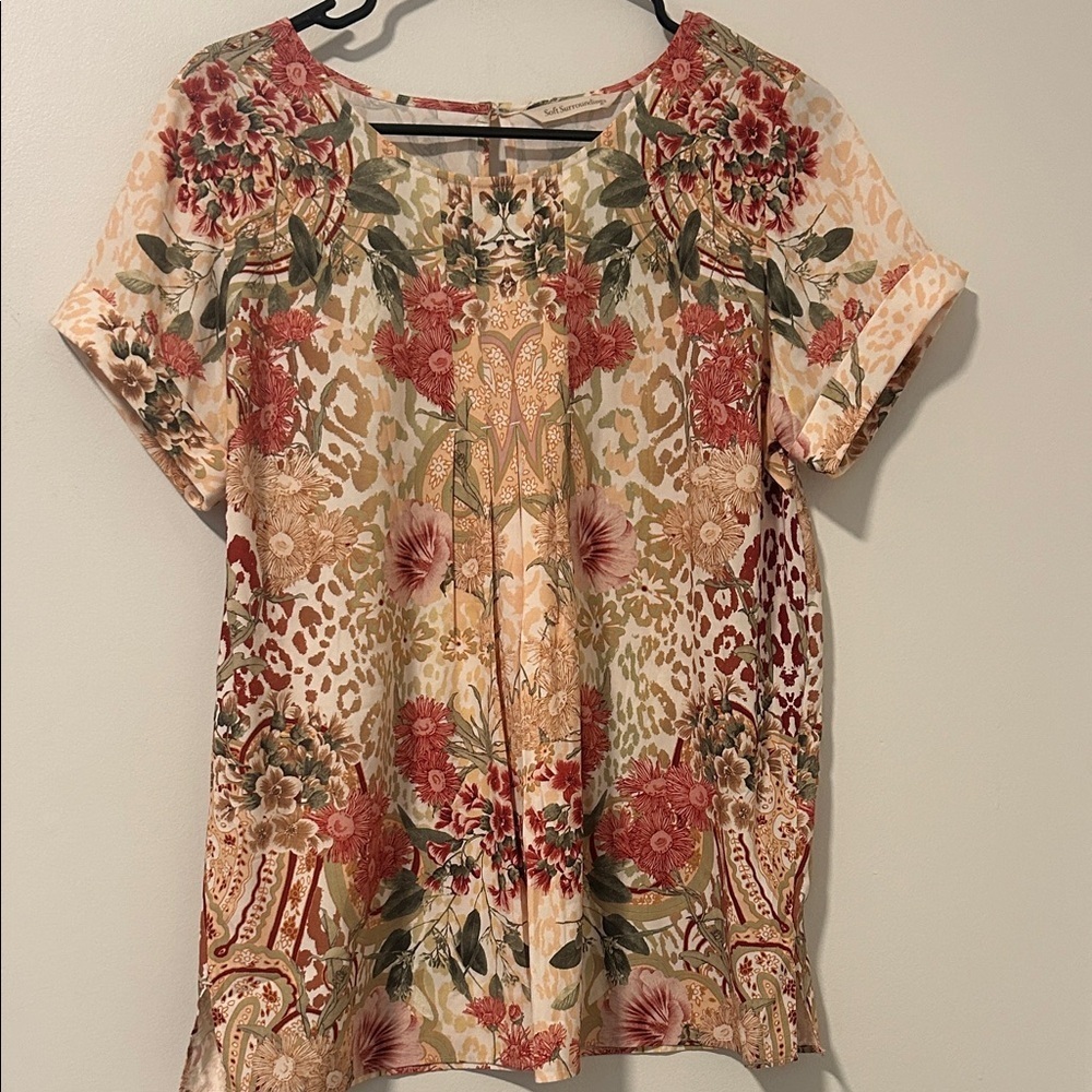 Soft Surroundings Boho Floral Blouse Size Small